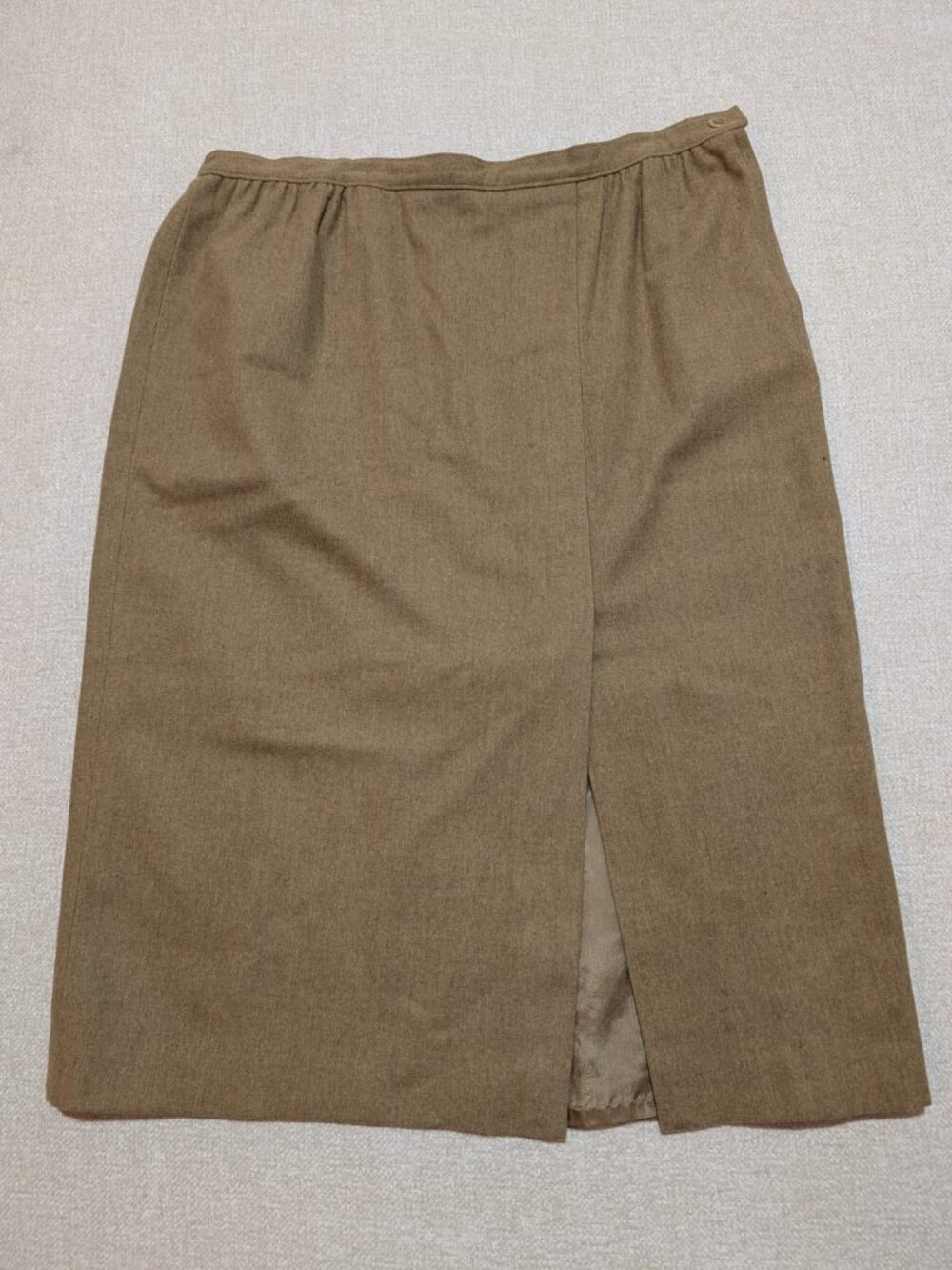 Vintage Pendleton Plus 100% Virgin Wool Brown Pencil Skirt 20W Side Slit - Picture 2 of 9